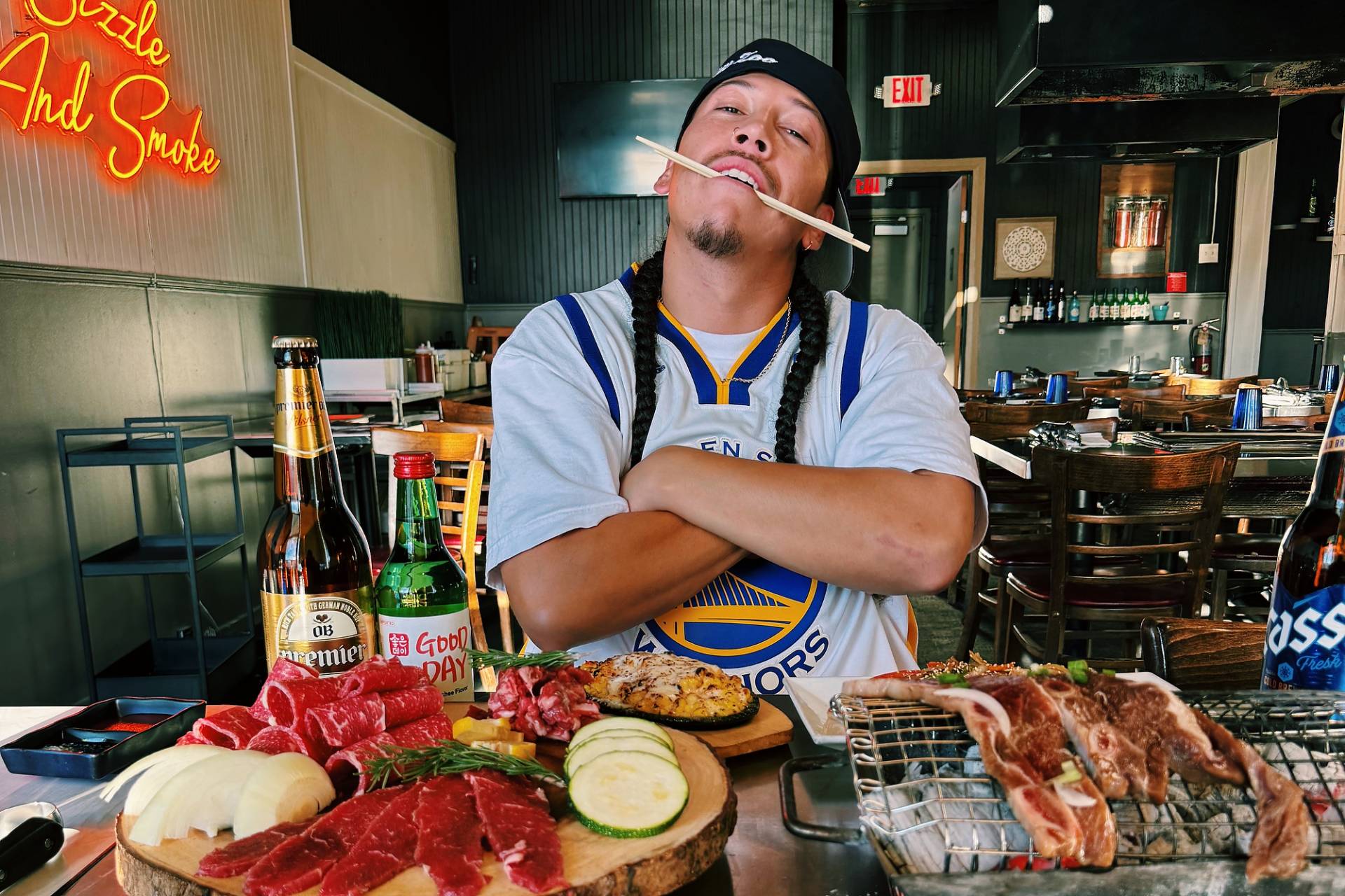 The Snack Sensei at a restaurant table